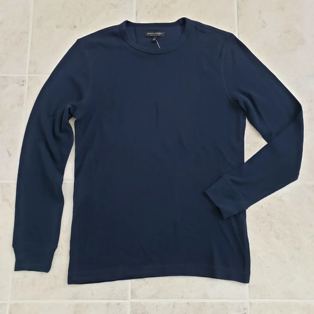 NEW Banana Republic Waffle Knit Long Sleeve Top sz M